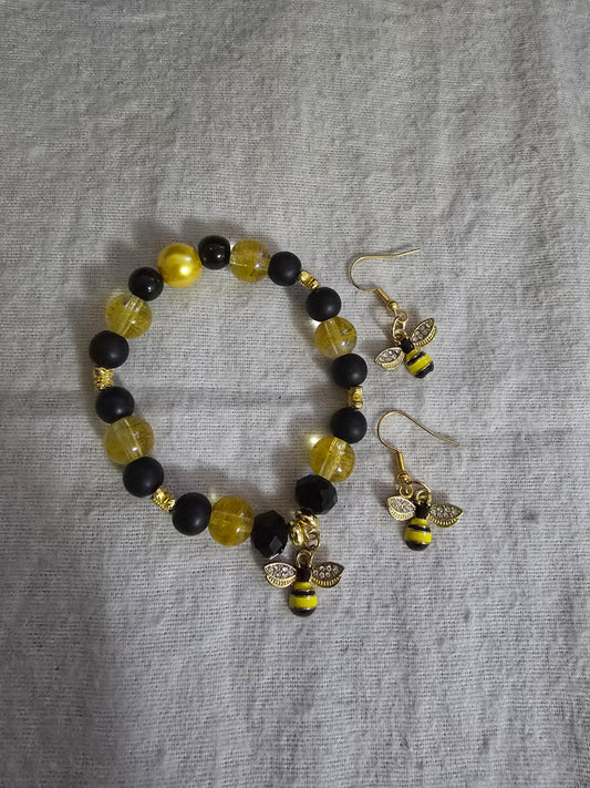 Bee bracelet and earring set